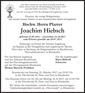 Traueranzeige von Joachim Hiebsch von merkurtz