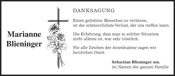 Traueranzeige von Marianne Blieninger von merkurtz