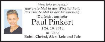 Traueranzeige von Paul Pinkert von merkurtz