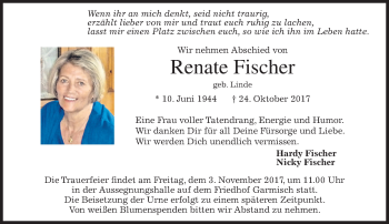 Traueranzeige von Renate Fischer von merkurtz