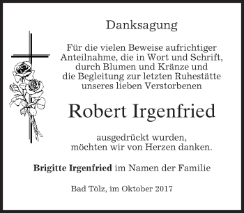 Traueranzeige von Robert Irgenfried von merkurtz