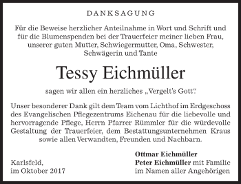 Traueranzeige von Tessy Eichmüller