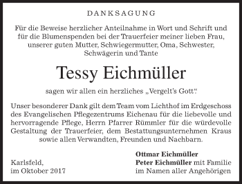 Traueranzeige von Tessy Eichmüller von merkurtz