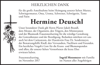 Traueranzeige von Hermine Deuschl