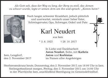 Traueranzeige von Karl Neudert von merkurtz