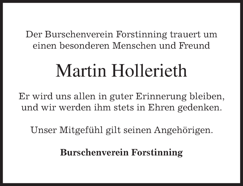  Traueranzeige für Martin Hollerieth vom 10.11.2017 aus merkurtz