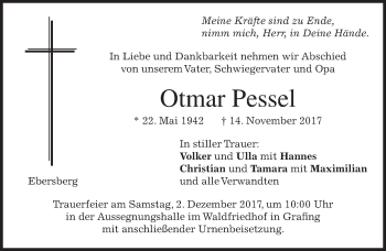Traueranzeige von Otmar Pessel von merkurtz