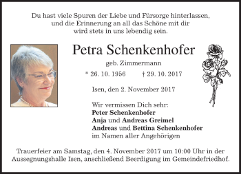 Traueranzeige von Petra Schenkenhofer von merkurtz