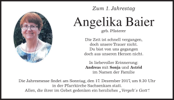 Traueranzeige von Angelika Baier von merkurtz