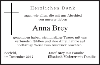 Traueranzeige von Anna Brey von merkurtz