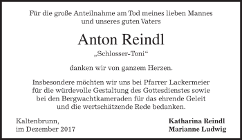 Traueranzeige von Anton Reindl von merkurtz