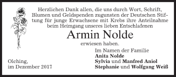 Traueranzeige von Armin Nolde von merkurtz
