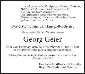 Traueranzeige von Georg Geier von merkurtz