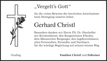 Traueranzeige von Gerhard Christl von merkurtz
