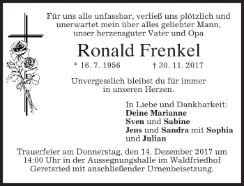 Traueranzeige von Ronald Frenkel von merkurtz