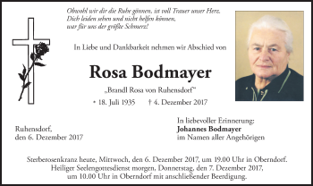 Traueranzeige von Rosa Bodmayer