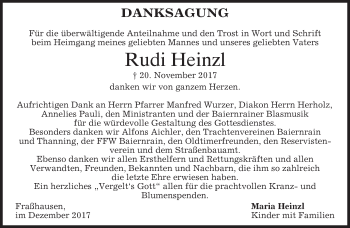 Traueranzeige von Rudi Heinzl von merkurtz
