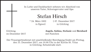 Traueranzeige von Stefan Hirsch von merkurtz
