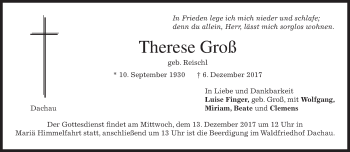 Traueranzeige von Therese Groß