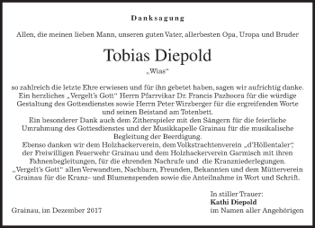 Traueranzeige von Tobias Diepold von merkurtz