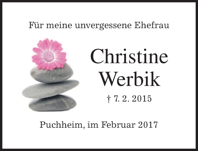  Traueranzeige für Christine Werbik vom 07.02.2017 aus merkurtz