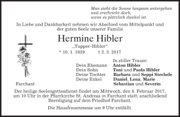 Traueranzeige von Hermine Hibler von merkurtz