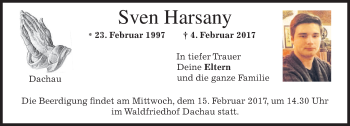Traueranzeige von Sven Mario Harsany von merkurtz