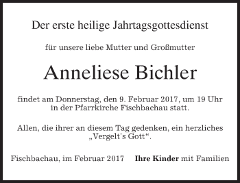 Traueranzeige von Anneliese Bichler von merkurtz