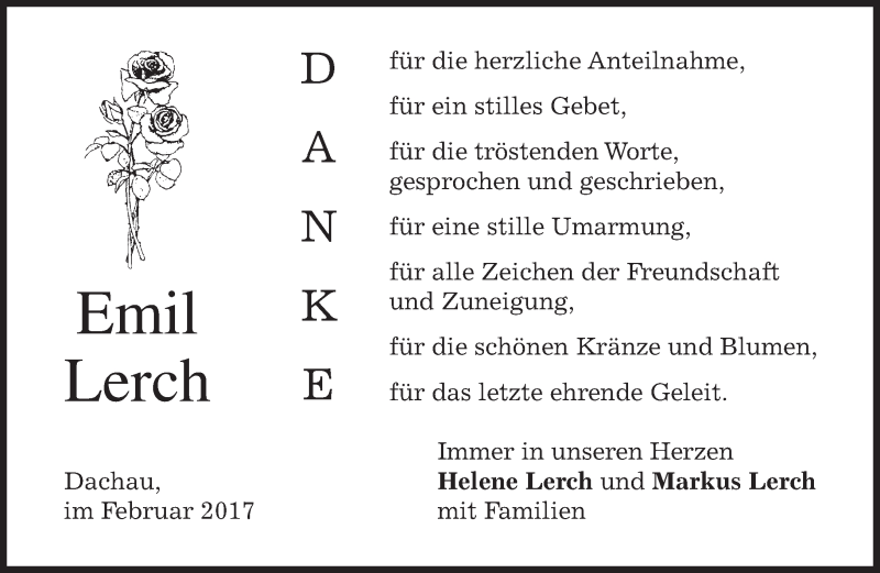  Traueranzeige für Emil Lerch vom 25.02.2017 aus merkurtz