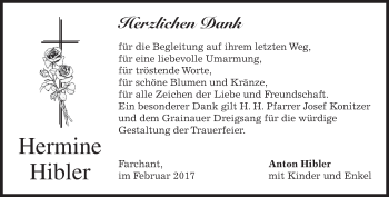 Traueranzeige von Hermine Hibler von merkurtz