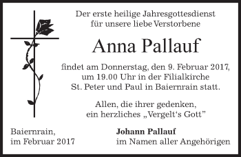 Traueranzeige von Anna Pallauf von merkurtz