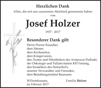 Traueranzeige von Josef Holzer von merkurtz