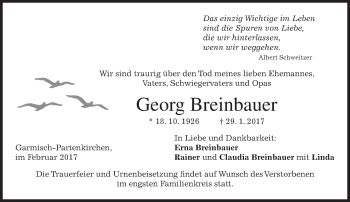 Traueranzeige von Georg Breinbauer von merkurtz
