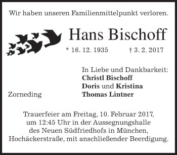 Traueranzeige von Hans Bischoff von merkurtz