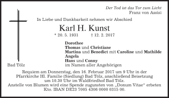 Traueranzeige von Karl H. Kunst von merkurtz