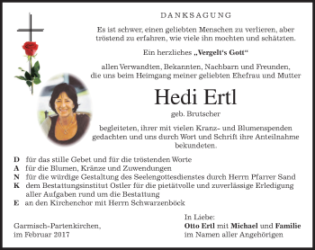 Traueranzeige von Hedi Ertl von merkurtz