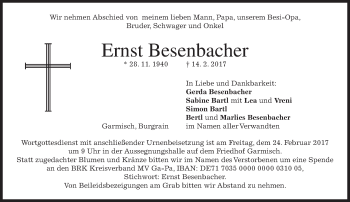 Traueranzeige von Ernst Besenbacher von merkurtz