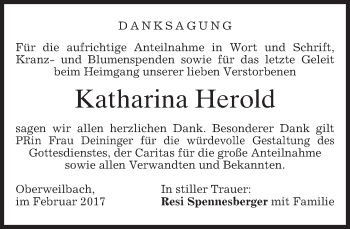 Traueranzeige von Katharina Herold von merkurtz