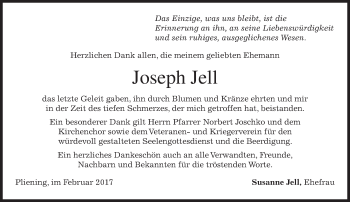 Traueranzeige von Joseph Jell von merkurtz