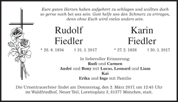 Traueranzeige von Rudolf und Karin Fiedler von merkurtz