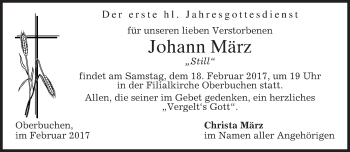 Traueranzeige von Johann März von merkurtz
