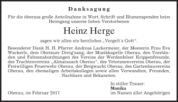 Traueranzeige von Heinz Herge von merkurtz