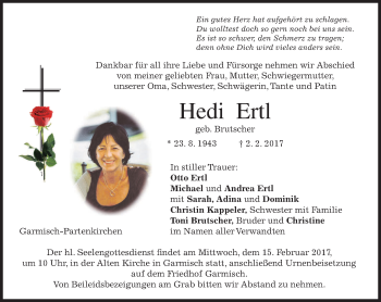 Traueranzeige von Hedi Ertl von merkurtz