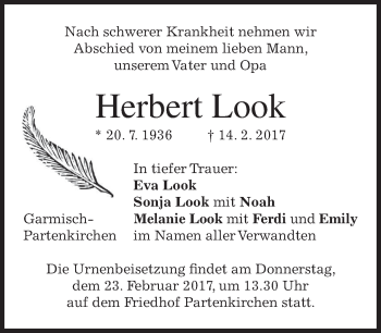 Traueranzeige von Herbert Look von merkurtz