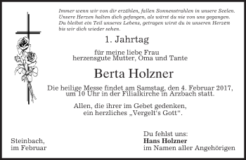 Traueranzeige von Berta Holzner von merkurtz