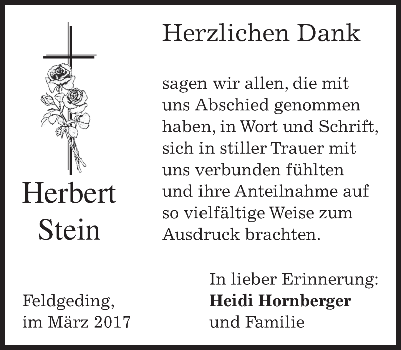  Traueranzeige für Herbert Stein vom 11.03.2017 aus merkurtz