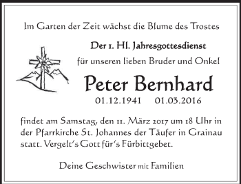 Traueranzeige von Peter Bernhard von merkurtz