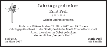 Traueranzeige von Ernst Prell von merkurtz