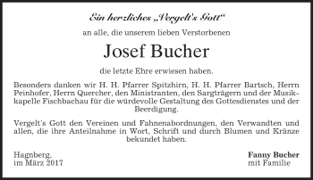 Traueranzeige von Josef Bucher von merkurtz