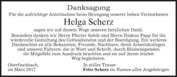 Traueranzeige von Helga Scherz von merkurtz